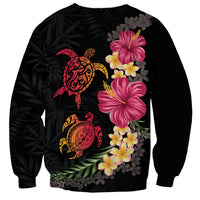 Hawaiian Flower and Tribal Turtle Sweatshirt Colorful Style LT03 - Polynesian Pride