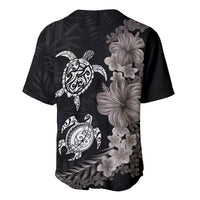 Hawaiian Flower and Tribal Turtle Baseball Jersey Grayscale Mode LT03 - Polynesian Pride