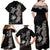 Hawaiian Flower and Tribal Turtle Family Matching Off Shoulder Maxi Dress and Hawaiian Shirt Grayscale Mode