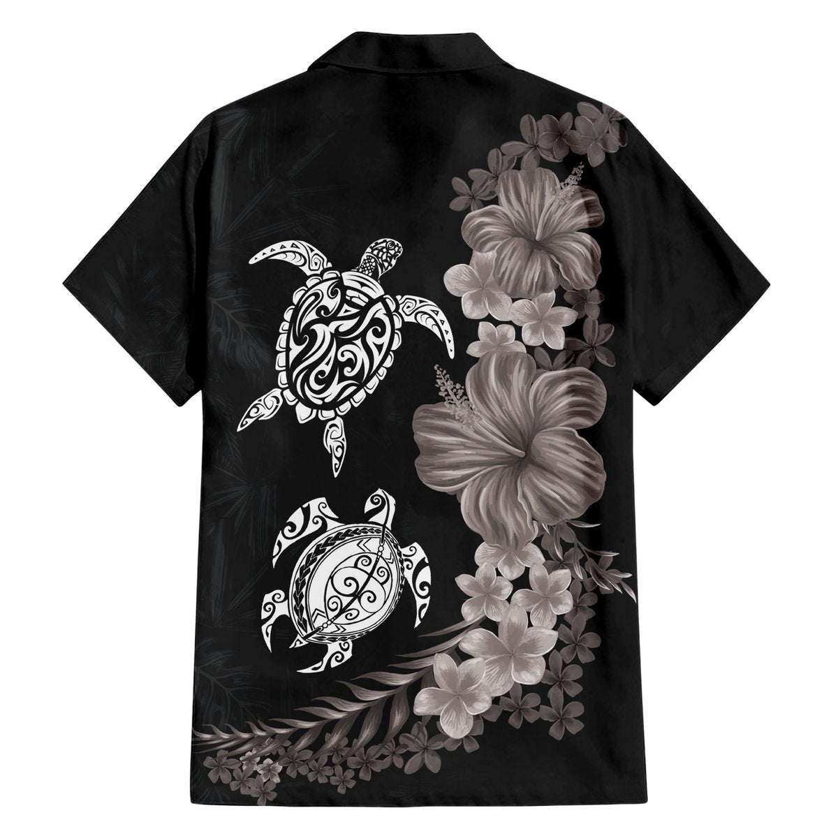 Hawaiian Flower and Tribal Turtle Hawaiian Shirt Grayscale Mode LT03 - Polynesian Pride