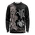 Hawaiian Flower and Tribal Turtle Long Sleeve Shirt Grayscale Mode