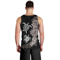 Hawaiian Flower and Tribal Turtle Men Tank Top Grayscale Mode LT03 - Polynesian Pride
