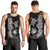 Hawaiian Flower and Tribal Turtle Men Tank Top Grayscale Mode