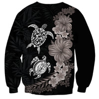 Hawaiian Flower and Tribal Turtle Sweatshirt Grayscale Mode LT03 - Polynesian Pride