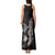 Hawaiian Flower and Tribal Turtle Tank Maxi Dress Grayscale Mode