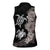 Hawaiian Flower and Tribal Turtle Women Sleeveless Polo Shirt Grayscale Mode