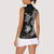 Hawaiian Flower and Tribal Turtle Women Sleeveless Polo Shirt Grayscale Mode