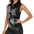 Hawaiian Flower and Tribal Turtle Women Sleeveless Polo Shirt Grayscale Mode