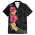 Hawaiian Plumeria and Hibiscus Family Matching Off The Shoulder Long Sleeve Dress and Hawaiian Shirt Colorful Style