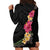 Hawaiian Plumeria and Hibiscus Hoodie Dress Colorful Style