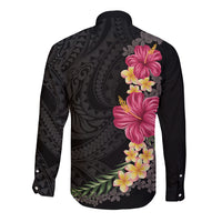 Hawaiian Plumeria and Hibiscus Long Sleeve Button Shirt Colorful Style LT03 - Polynesian Pride
