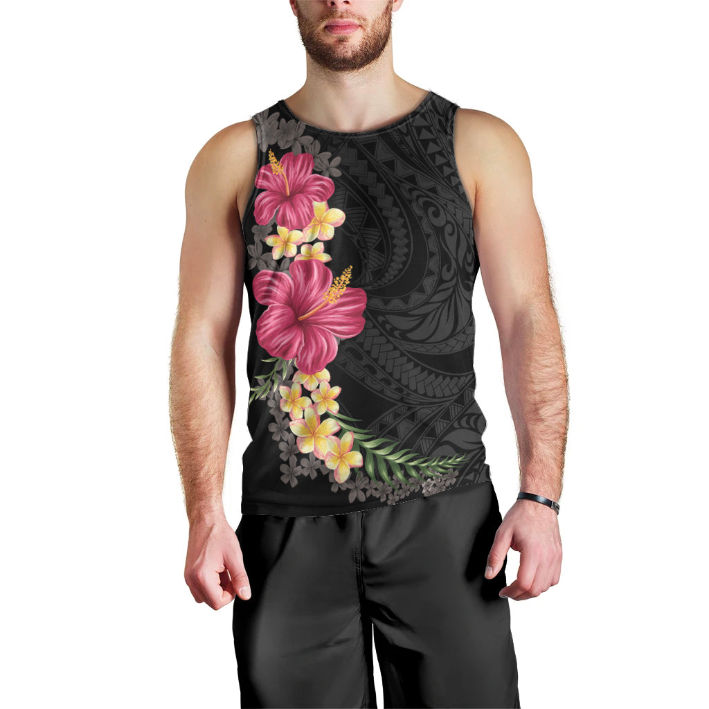 Hawaiian Plumeria and Hibiscus Men Tank Top Colorful Style LT03 - Polynesian Pride