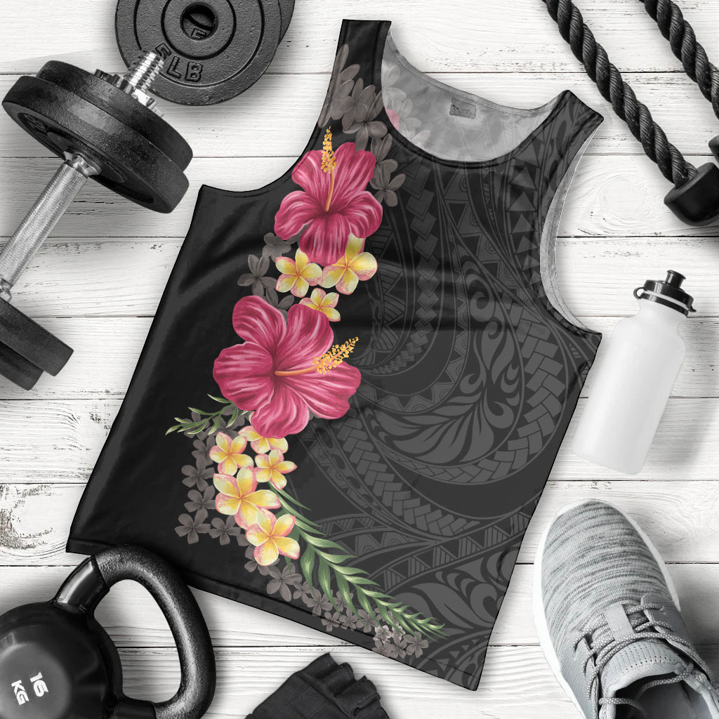 Hawaiian Plumeria and Hibiscus Men Tank Top Colorful Style LT03 - Polynesian Pride