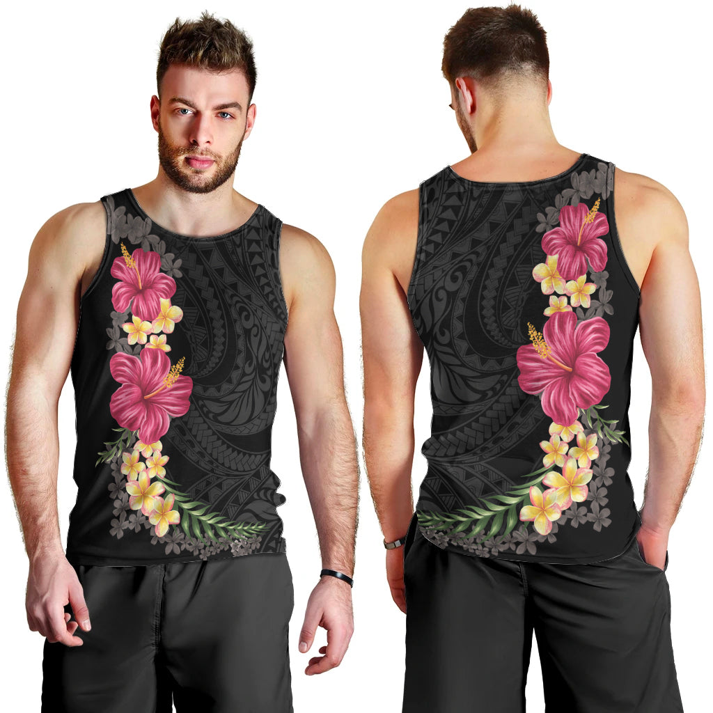 Hawaiian Plumeria and Hibiscus Men Tank Top Colorful Style LT03 - Polynesian Pride