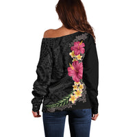 Hawaiian Plumeria and Hibiscus Off Shoulder Sweater Colorful Style LT03 - Polynesian Pride