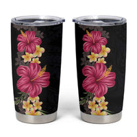 Hawaiian Plumeria and Hibiscus Tumbler Cup Colorful Style LT03 Black - Polynesian Pride