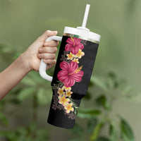 Hawaiian Plumeria and Hibiscus Tumbler With Handle - Colorful Style LT03 - Polynesian Pride