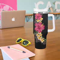 Hawaiian Plumeria and Hibiscus Tumbler With Handle - Colorful Style LT03 - Polynesian Pride