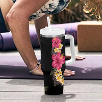 Hawaiian Plumeria and Hibiscus Tumbler With Handle - Colorful Style LT03 - Polynesian Pride