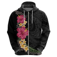 Hawaiian Plumeria and Hibiscus Zip Hoodie Colorful Style LT03 - Polynesian Pride