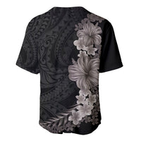 Hawaiian Plumeria and Hibiscus Baseball Jersey Grayscale Mode LT03 - Polynesian Pride