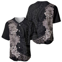 Hawaiian Plumeria and Hibiscus Baseball Jersey Grayscale Mode LT03 - Polynesian Pride