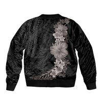 Hawaiian Plumeria and Hibiscus Bomber Jacket Grayscale Mode LT03 - Polynesian Pride