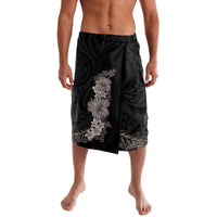 Hawaiian Plumeria and Hibiscus Lavalava Grayscale Mode LT03 Black - Polynesian Pride