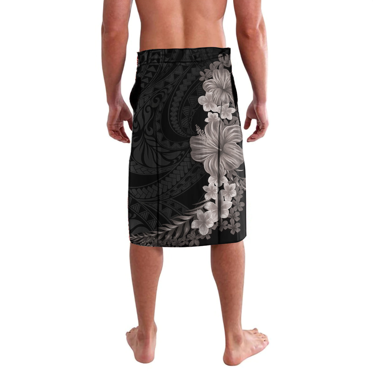 Hawaiian Plumeria and Hibiscus Lavalava Grayscale Mode LT03 - Polynesian Pride