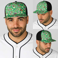 Hawaii Map with Plumeria Flower and Palaka Pattern Baseball Net Cap Tropical Island Green Design LT03 - Polynesian Pride