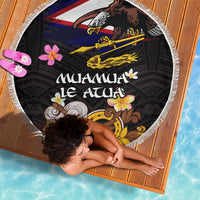 American Samoa Fue and Kava Bowl Beach Blanket Plumeria and Polynesian Pattern LT03 - Polynesian Pride