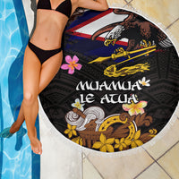 American Samoa Fue and Kava Bowl Beach Blanket Plumeria and Polynesian Pattern LT03 - Polynesian Pride