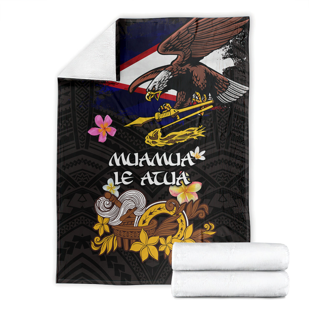 American Samoa Fue and Kava Bowl Blanket Plumeria and Polynesian Pattern LT03 - Polynesian Pride