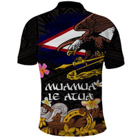 American Samoa Fue and Kava Bowl Polo Shirt Plumeria and Polynesian Pattern LT03 - Polynesian Pride
