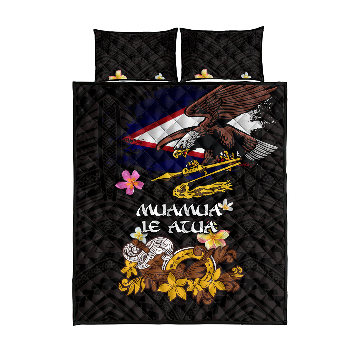 American Samoa Fue and Kava Bowl Quilt Bed Set Plumeria and Polynesian Pattern LT03 - Polynesian Pride