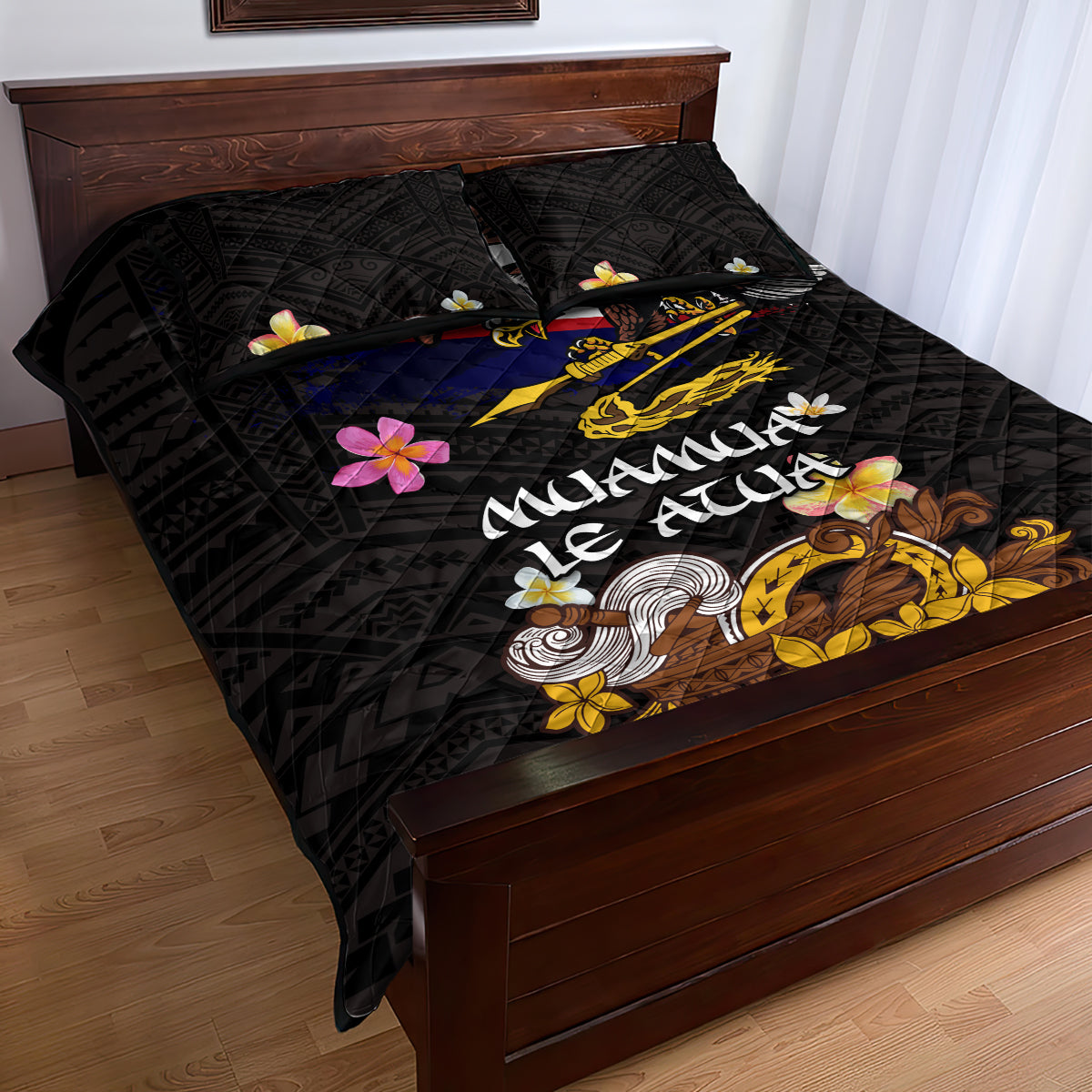 American Samoa Fue and Kava Bowl Quilt Bed Set Plumeria and Polynesian Pattern LT03 - Polynesian Pride