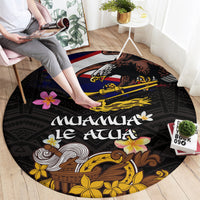 American Samoa Fue and Kava Bowl Round Carpet Plumeria and Polynesian Pattern LT03 - Polynesian Pride