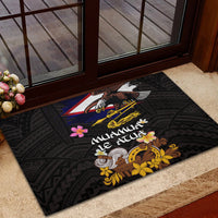 American Samoa Fue and Kava Bowl Rubber Doormat Plumeria and Polynesian Pattern LT03 - Polynesian Pride
