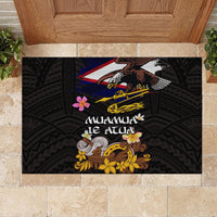 American Samoa Fue and Kava Bowl Rubber Doormat Plumeria and Polynesian Pattern LT03 - Polynesian Pride