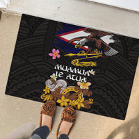 American Samoa Fue and Kava Bowl Rubber Doormat Plumeria and Polynesian Pattern LT03 - Polynesian Pride