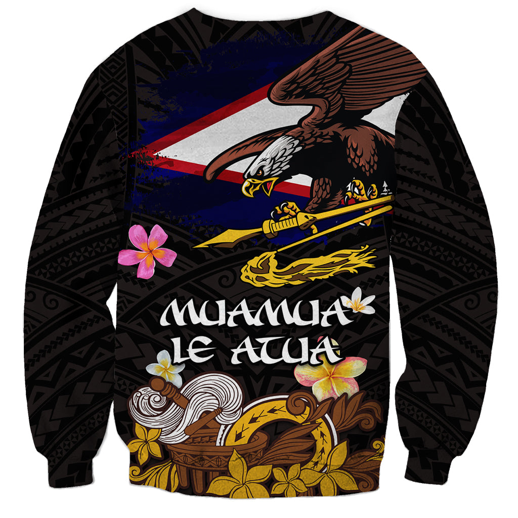 American Samoa Fue and Kava Bowl Sweatshirt Plumeria and Polynesian Pattern LT03 - Polynesian Pride