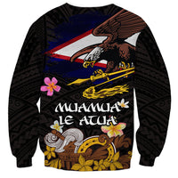 American Samoa Fue and Kava Bowl Sweatshirt Plumeria and Polynesian Pattern LT03 - Polynesian Pride