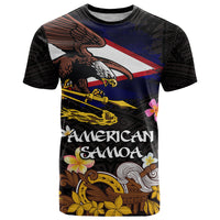 American Samoa Fue and Kava Bowl T Shirt Plumeria and Polynesian Pattern LT03 Black - Polynesian Pride