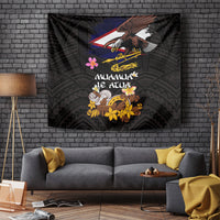 American Samoa Fue and Kava Bowl Tapestry Plumeria and Polynesian Pattern LT03 - Polynesian Pride