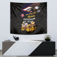 American Samoa Fue and Kava Bowl Tapestry Plumeria and Polynesian Pattern LT03 - Polynesian Pride