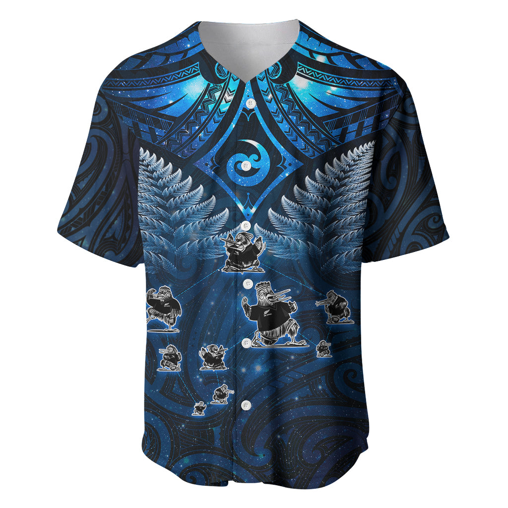 New Zealand Matariki Baseball Jersey Maori Pattern and Kiwi Bird Haka Dance Sky Night