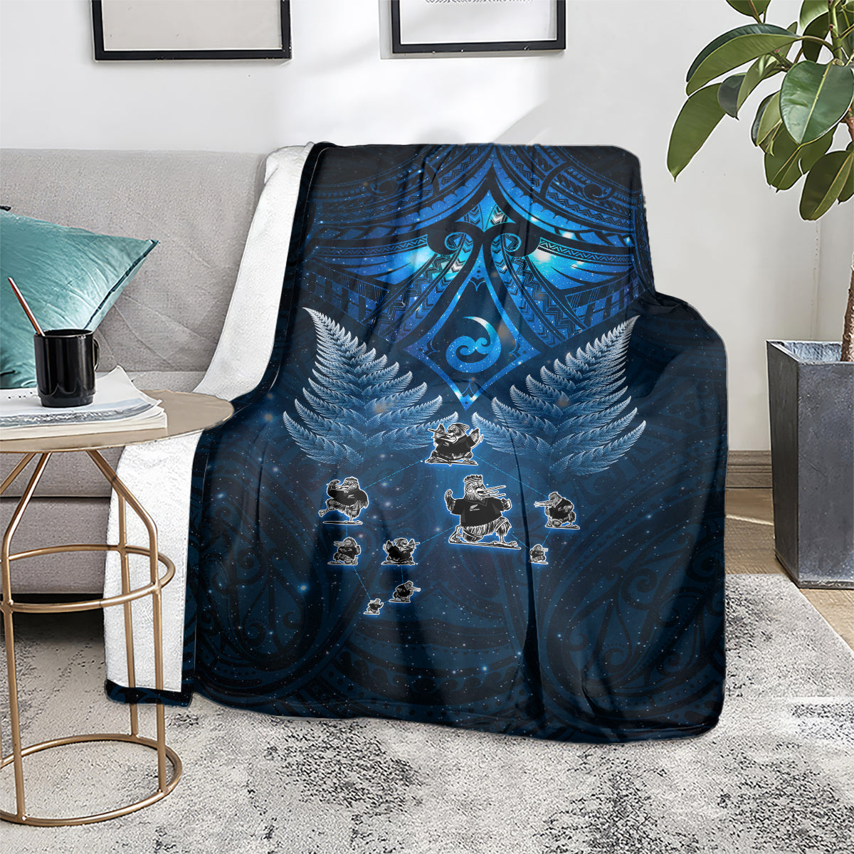 New Zealand Matariki Blanket Maori Pattern and Kiwi Bird Haka Dance Sky Night LT03 - Polynesian Pride