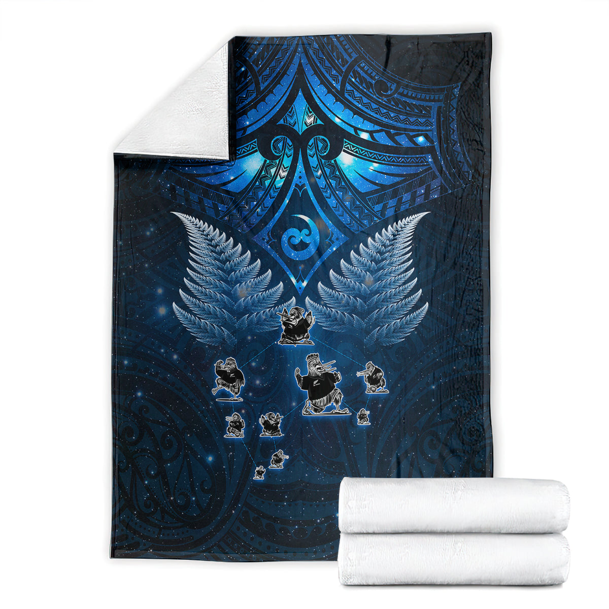 New Zealand Matariki Blanket Maori Pattern and Kiwi Bird Haka Dance Sky Night LT03 - Polynesian Pride