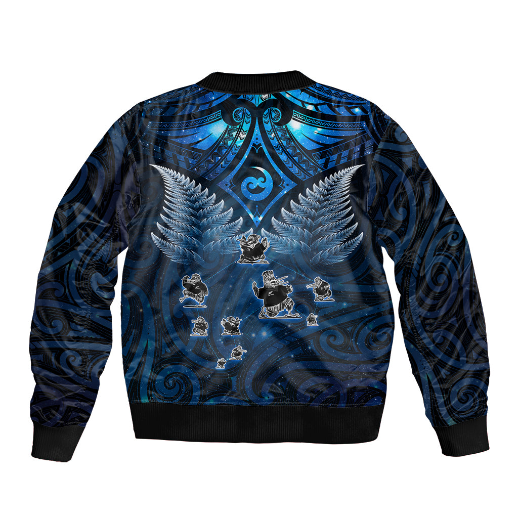 New Zealand Matariki Bomber Jacket Maori Pattern and Kiwi Bird Haka Dance Sky Night LT03 - Polynesian Pride