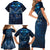 New Zealand Matariki Family Matching Short Sleeve Bodycon Dress and Hawaiian Shirt Maori Pattern and Kiwi Bird Haka Dance Sky Night